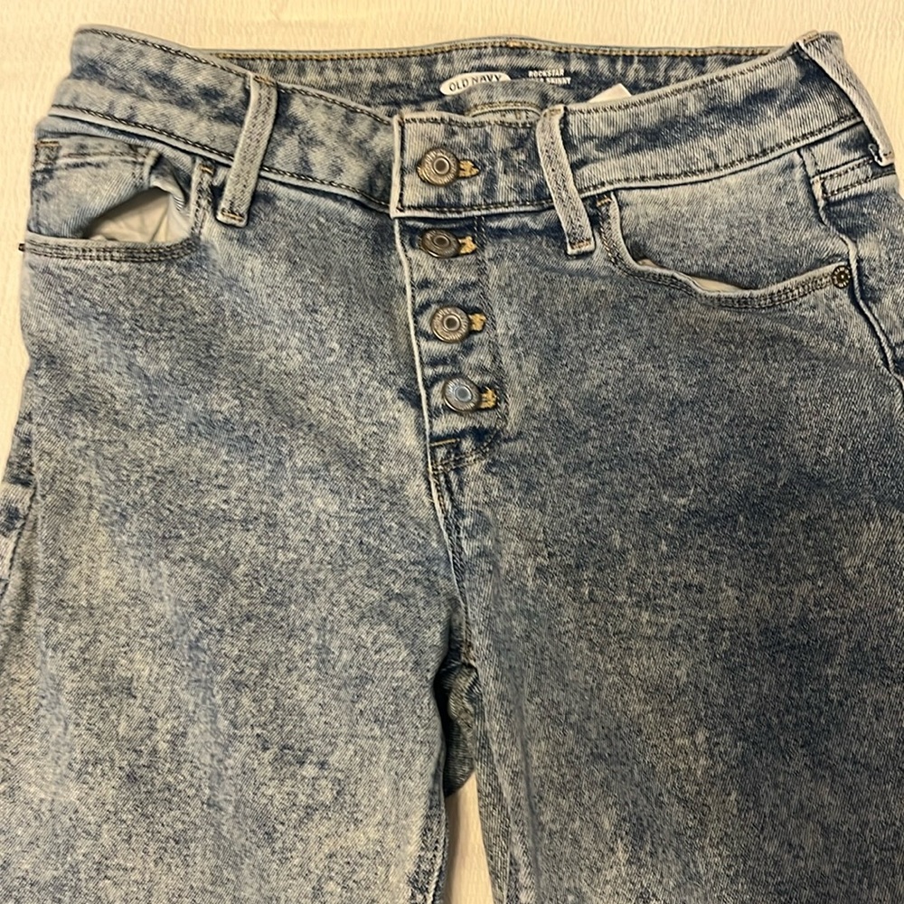 Mid rise button skinny jeans- TALL